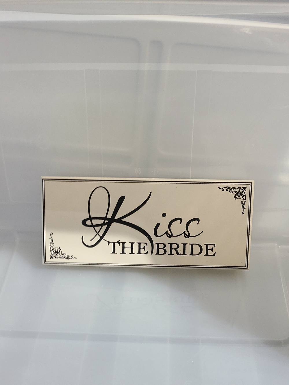 Kiss The Bride Decorative Wedding Decor - Classic Style of Black on Cream